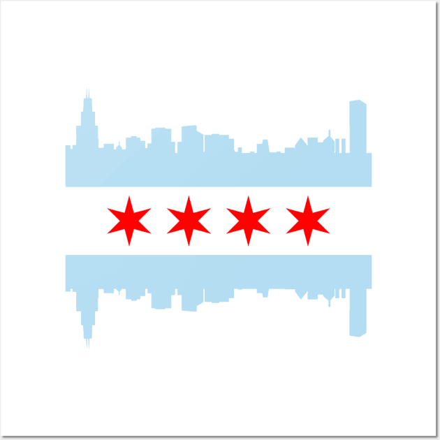 Chicago Flag Skyline Chicago Posters and Art Prints TeePublic